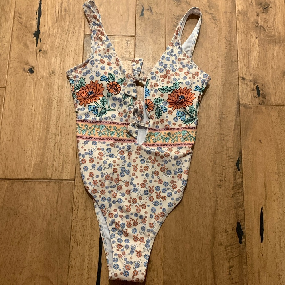 Floral one piece bathing suit